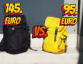 Links teuer (Evoc Misson Pro 28) ; Rechts: Günstiger (Evoc Mission 22). Welcher Rucksack lohnt sich für Pendler?
