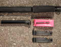 Pump, spare tube and tyre lever fit in the "boot".