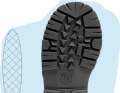 Compared to a sole tread, an MTB tyre rolls on a very slim footprint.