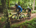 Karl Platt at the front with the new Shimano XTR Di2, our editor at the back with the previous model on the original Cape Epic winning bike from 2016: Can the old technology still hold up?