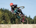 The Austrian dared to perform crazy stunts on his Canyon Grizl. Sometimes it had to suffer a lot, but it held up.