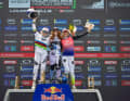 The women's podium in Loudenvielle: Gracey Hemstreet (CAN), Valentina Höll (AUT) and Tahnee Seagrave (GBR).