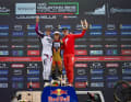 Das Podium der Herren in Loudenvielle: Jackson Goldstone (CAN), Amaury Pierron (FRA) and Jordan Williams (GBR).
