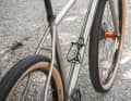 On its delicate titanium frame, the new Specialized Pathfinder’s 29 x 2.2-inch tyres look really wide.