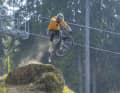 Now the all-mountain suspension of the TP4-S has to take a beating. BIKE tester Dimi Lehner turns into the Black Snake DH track in Val di Sole.