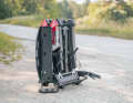 When folded, the carrier can be stowed away to save space. No tools are required for this