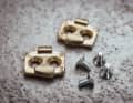 The brass cleats offer two release angles - depending on which shoe they are mounted on - but cannot be moved sideways.