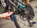 The rear derailleur is then mounted loosely.