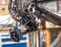 An Allen key is used to lock the rear derailleur in the correct position before the Bowden cable is fitted.