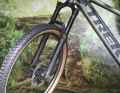 The affordable Rockshox Domain can't quite keep up with the strong rear suspension of the Rail.