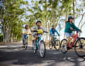 Riding fun for the whole family: The 8th generation of woom children's bikes is available in 4 sizes for children aged 1.5 to 8 years.