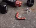 The small Rocket anchors remain stuck in the tyre like a bee sting and prevent the plug from tearing out