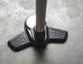 A rubberised metal base provides stability when pumping.