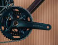 The installed Shimano GRX groupset has two chainrings at the front ...