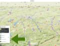 La vue 3D est disponible pour différentes cartes. En bas à gauche, la carte peut être modifiée.