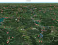 Voici à quoi ressemble la vue 3D avec la carte satellite Komoot.