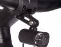 With 210 lumens, the Lezyne headlight shines very brightly. The mounting bracket is well designed.
bracket
in the stem.