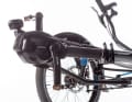 Central telescopic frame tube with two quick-release levers. Drive and pedal crank at the very front, chain deflection for automatic length compensation at the bottom.