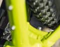To accommodate the monster tyres, the frame and fork are generously designed.
