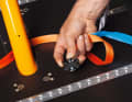 Chike E-Cargo: Lashing rails in the floor of the Chike transport box: Lashing straps can be individually attached to secure the transported goods.