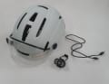 The LED lighting is charged directly on the helmet via a USB-C cable. The indicator is operated via a button on the handlebars.