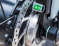 Motor freewheel body and freewheel lock knob (far right) on the rear wheel hub