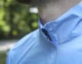 The collar closes high and fits comfortably around the neck
