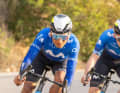 The Movistar jersey for 2024 in action