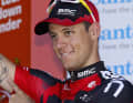 Martin Kohler (BMC) celebrates his success at the Tour Down Under with a Boomerang tattoo with Kangaroo.