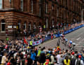 The circuit in Glasgow is peppered with tight bends and crisp ramps - always lined with crowds of spectators. UCI Cycling World Championships in Glasgow, 6 August 2023.