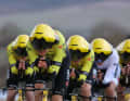 On the third stage of Paris-Nice, Team Visma / Lease a Bike had to settle for sixth place (+0:38), 05 March 2024.