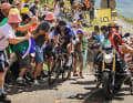 Up close: The proximity of the racers - here Thibaut Pinot - to the fans on the roadside is a fascinating aspect of cycling. And a considerable source of danger.