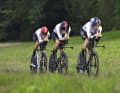 Trio masculin : Max Schachmann, Marco Brenner et Miguel Heidemann donnent de la vitesse au relais