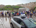 Wet by the water: constant rain turns the prologue to the La Mola fortress into a water battle.