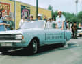 TV history - The former ARD team in the Opel convertible with (from right) Werner Zimmer, Matthias Horch, Udo Hartwig and Fritz Heinrich