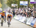 Duel - Lorena Wiebes (right) won the women's sprint finish ahead of defending champion Marianne Vos