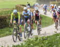 Shielded - The men in the blue national jerseys of Belgium guarded their opponents like Matej Mohorič (left)