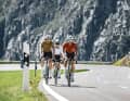 There's nothing better than cranking uphill at a smooth rhythm with like-minded people - here on the Oberalp Pass
