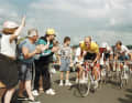 Magenta in yellow: Bjarne Riis, Tour winner in 1996, during the 13th stage to Super Besse-Sancy, with his predecessor Miguel Indurain behind him