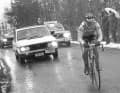 One of the most legendary scenes in cycling history: Bernard Hinault in a snowstorm during the 1980 Liège–Bastogne–Liège, which he won