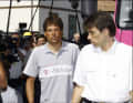 Before the start of the 2006 Tour de France in Strasbourg, Christian Frommert announces the disqualification of Jan Ullrich