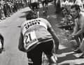 Catching up: Joop Zoetemelk looks left behind at the 1976 Tour, but wins at the Puy de Dome
