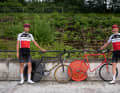 Luca (left) and his father Sven Harter with their special upright racing bikes