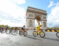 Pogacar on his victory lap at the Arc de Triomphe