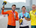Zeitfahren der Männer - Gold: Primoz Roglic (Slowenien), Silber: Tom Dumolin (Niederlande), Bronze: Rohan Dennis (Australien)