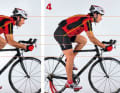 3. Sitzüberhöhung: 7 Zentimeter – Vorbaulänge: 12 Zentimeter
Position 3 entschärft den Buckel durch mehr Vorbaulänge. Ein brauchbarer Kompromiss für geübte Fahrer.
4. Sitzüberhöhung: 7 Zentimeter – Vorbaulänge: 15,5 Zentimeter
Position 4 ist noch gestreckter und hat das beste aerodynamische Potenzial.
Der Winkel zwischen Oberkörper und Oberarm kann in der tiefsten Position rund 90-100 Grad betragen. Die Position des Sattels sollte so gewählt werden, dass nicht zu viel Gewicht auf den Armen lastet.


Positions-Check: Passt was nicht?

• Schmerzen im unteren Rücken
Kontrollieren Sie Ihre Haltung. Kippen Sie das Becken etwas nach vorne und vergrößern Sie die Sitzlänge. Variieren Sie beim Fahren regelmäßig Ihre Position, um die Muskeln zu lockern. Stärken Sie Bauch und Rücken!

• Schmerzen in Schulter und Nacken
Steht der Sat tel waagerecht? Zeigt die Spitze nach unten, rutschen Sie nach vorn und müssen sich mit den Armen abstützen. Halten Sie die Arme immer leicht gebeugt, um Stöße abfedern zu können. Nackenschmerzen entstehen auch durch zu tiefen Lenker.

• Sie meiden den Unterlenker
Wenn Sie Ihren Unterlenker nie anfassen, steht er zu tief und/ oder zu weit vorne. Stellen Sie den Lenker etwas höher.

• Sie fühlen sich eingezwängt
Ihre Atmung ist behindert, Sie fühlen sich eingeengt? Strecken Sie sich und reduzieren Sie die Sattel-Lenker-Überhöhung.

• Sie bekommen Knieschmerzen
Stimmt die Sit zhöhe? Knie schmerzen oft, wenn der Radler zu tief sitzt. Benutzen Sie ansonsten leichtere Gänge und treten Sie mit höherer Drehzahl.