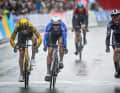 In 2023, Jasper Philipsen won the sprint of a small group in constant rain.