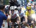 In der dritten Woche der Tour de France 2023 gehörte Felix Gall zu den stärksten Fahrern, auf dem Bild zusammen mit Tadej Pogacar und Jonas Vingegaard.