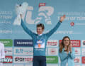 ... after his first stage win as a professional, he also celebrated winning the first overall classification.