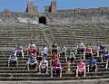 The stars of the Giro d'Italia pose in the amphitheatre of Pompei before the start of stage 10